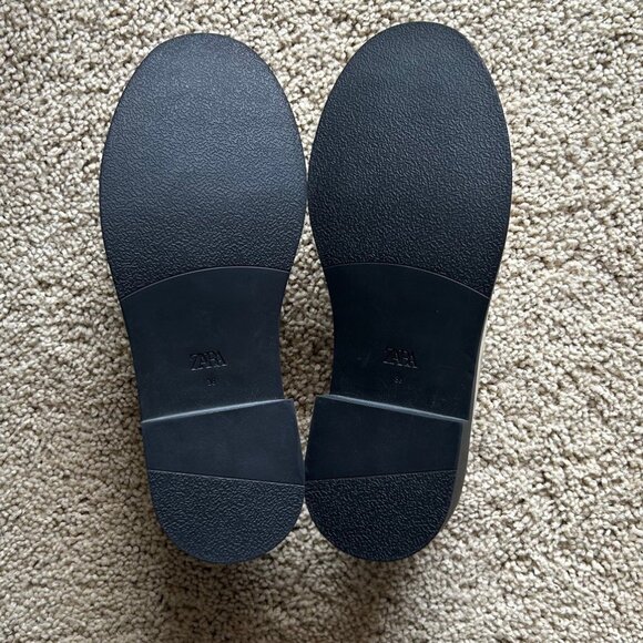 ZARA Metallic Silver Lug Sole Loafers - Picture 7 of 11